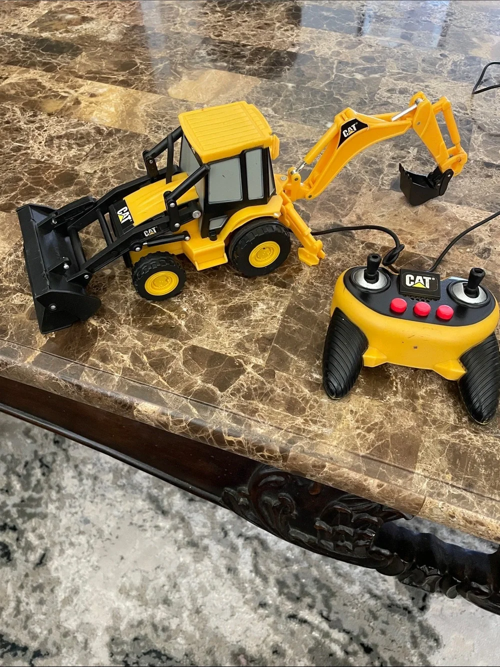 Yellow Remote-Control Backhoe Loader Toy for Kids